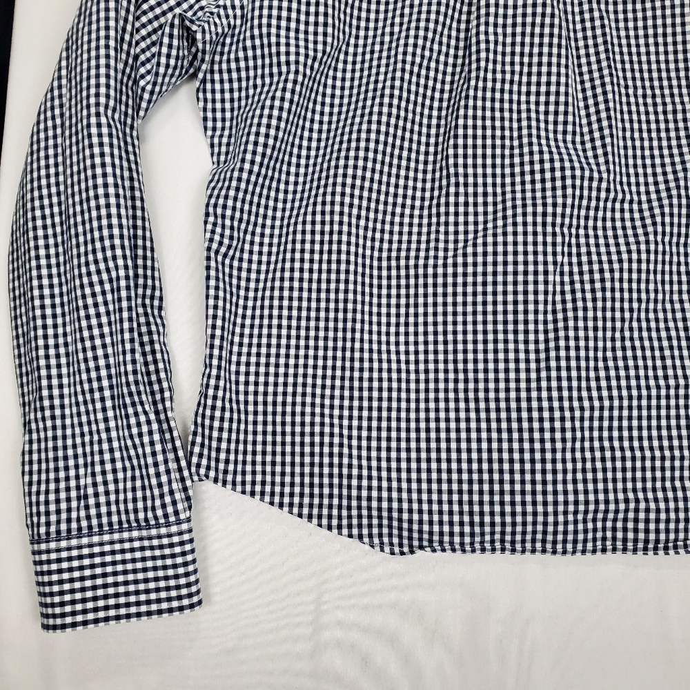 Abercrombie & Fitch Muscle Blue White Gingham Button Up Long Sleeve Shirt Sz XL - Picture 12 of 16